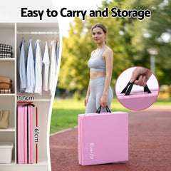 Everfit 180x60cm Gymnastics Mats Folding Exercise Floor Mat Portable 3 Fold Tumbling Mat Pink