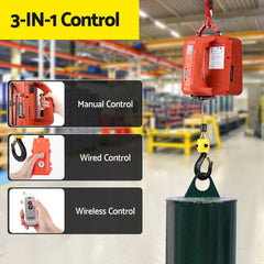 Giantz Electric Hoist Winch 500KG Wired/Wireless Remote Control