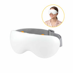 Livemor Eye Massager with Cooling & Heating | Dual Hot Cold Compress Goggles with 12 Vibrating Nodes for Migraine Relief | Wireless Bluetooth Eye Mask with 10Min Timer & 2400mAh Battery, White