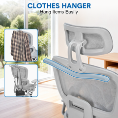 Mesh Ergonomic Office Chair High Back Swivel Computer Chair Lumbar Support With Adjustable Headrest and Footrest Suits 140-190cm Home Office 150kg Capacity