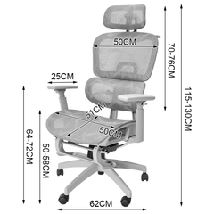 Mesh Ergonomic Office Chair High Back Swivel Computer Chair Lumbar Support With Adjustable Headrest and Footrest Suits 140-190cm Home Office 150kg Capacity
