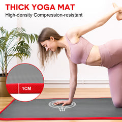 10mm Thick Yoga Mat High Density NBR Anti-Slip Fitness Exercise Mat for Stretching Muscles Pilates Abs Plank Training Bodybuilding Home Gym Equipment Black