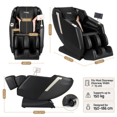 Livemor Flex Massage Chair Full Body with Heat Zero Gravity Recliner, 24 Airbags, Foot Massage, 6 Auto Programs, Voice Control, Bluetooth Speakers, Screen Control, Extendable Footrest