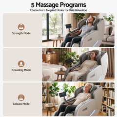 Livemor FLEX Full Body Massage Chair, Zero Gravity, Airbags, Recliner, Dual-Zone Waist & Calf Heat, 5 Auto Programs, 15cm Leg Extension for Different Height, Voice Control, Bluetooth Speakers