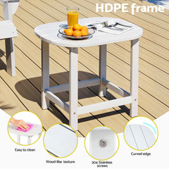 Gardeon Outdoor Coffee Side Table HDPE Desk Patio Furniture Camping Garden White