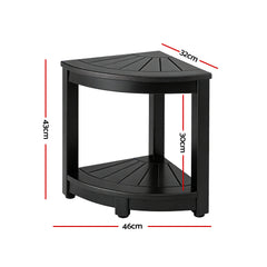 Gardeon Outdoor Coffee Side Table HDPE Desk Corner Shower Stool Bench Seat with Storage Shelf Black