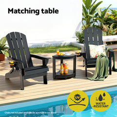Gardeon Outdoor Coffee Side Table HDPE Desk Corner Shower Stool Bench Seat with Storage Shelf Black