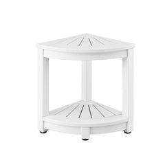 Gardeon Outdoor Coffee Side Table HDPE Desk Corner Shower Stool Bench Seat with Storage Shelf White