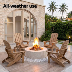 Gardeon Folding Sun Lounger Adirondack Chair Outdoor Lounge Setting HDPE Recliner Footrest Khaki