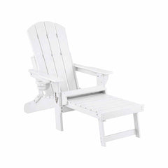 Gardeon Folding Sun Lounger Adirondack Chair Outdoor Lounge Setting HDPE Recliner Footrest White