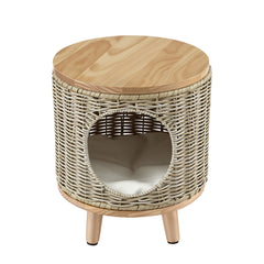Gardeon Coffee Side Table Wicker Steel Desk Pet Bed Storage Outdoor Furniture