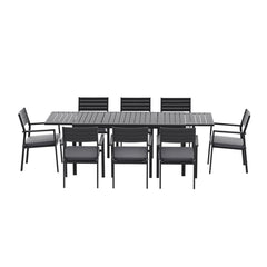 Gardeon Outdoor Dining Set 9PCS Aluminum Extendable Table Chairs Patio Furniture