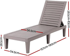 Set of 2 Gardeon Sun Lounge Adjustable Recliner Patio Outdoor Furniture Lightweight Brown