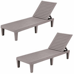 Set of 2 Gardeon Sun Lounge Adjustable Recliner Patio Outdoor Furniture Lightweight Brown