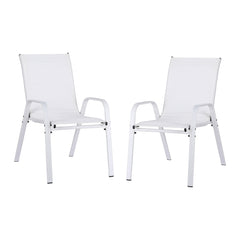 Gardeon 2PC Outdoor Dining Chairs Stackable Lounge Chair Patio Furniture White
