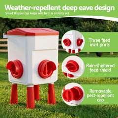 Giantz 12kg Chicken Feeder and 11L Waterer Set Large Capacity Poultry Drinker Kit
