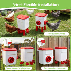 Giantz 8kg Chicken Feeder and 7L Waterer Set Large Capacity Poultry Drinker Kit