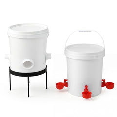 Giantz 20L X2 Chicken Feeder Waterer Set Automatic Poultry Dispenser Metal Stand