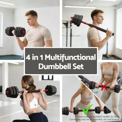 Everfit 20kg Adjustable Dumbbell Barbell Set Weight Plates Home Workout