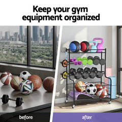 Everfit Dumbbell Rack Weight Rack for Dumbbells Home Gym Storage Black