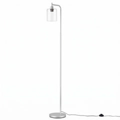Artiss Floor Lamp Modern Industrial Standing Light with Clear Glass Shade, Silver Metal Tall Lamp for Living Room, Bedroom & Office, Anti-Tipping Weighted Base & Foot Switch (Bulb Not Included)
