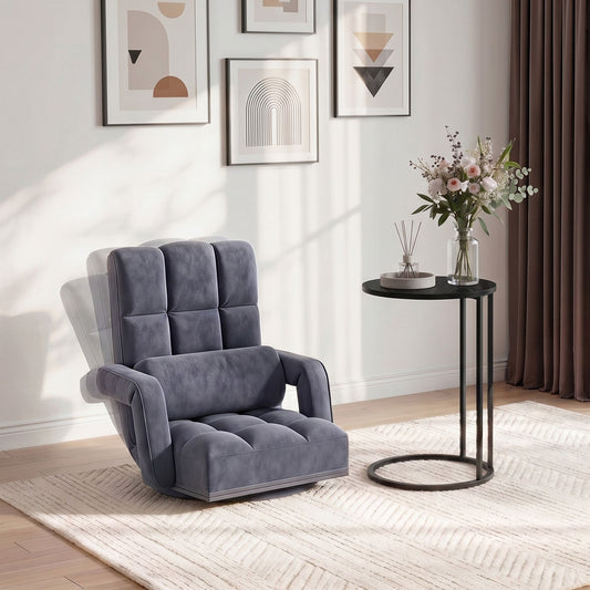 Artiss Floor Sofa Chair & Coffee Table Set, Swivel Lounge Recliner Side Tables