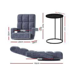 Artiss Floor Sofa Chair & Coffee Table Set, Swivel Lounge Recliner Side Tables