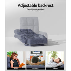 Artiss Floor Sofa Chair & Coffee Table Set, Swivel Lounge Recliner Side Tables