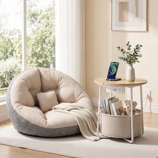 Artiss Floor Lounge and Coffee Table w/ Charging Station Set