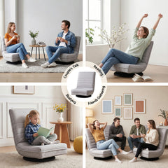Artiss 2 Swivel Floor Chair 360 Adjustable Foldable Lounge Seat Floor Sofa Chair Grey