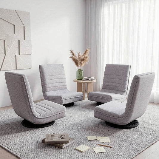 Artiss 4PCS Swivel Floor Chair 360 Adjustable Foldable Lounge Seat Floor Sofa Chair Grey