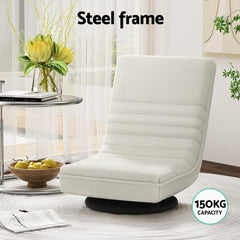 Artiss 4XFloor Chair Lounge Sofa Swivel Foldable Linen White