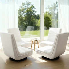 Artiss 4XFloor Chair Lounge Sofa Swivel Foldable Linen White