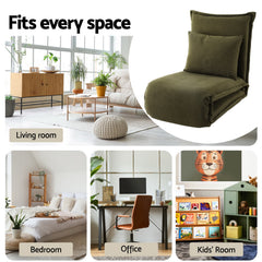 Artiss Floor Lounge Sofa Bed Foldable Green
