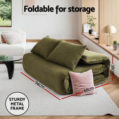 Artiss Floor Lounge Sofa Bed Foldable 2 Seater Green