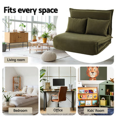 Artiss Floor Lounge Sofa Bed Foldable 2 Seater Green