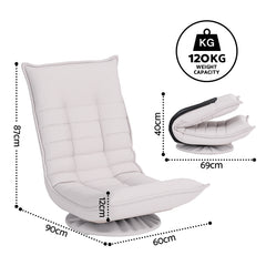 Artiss Swivel Floor Chair 5 Adjustable Foldable Lounge Seat Floor Sofa Chair Beige Grey