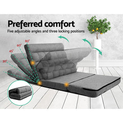 Artiss Floor Lounge Sofa Bed 2-seater Grey Fabric