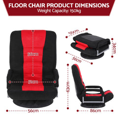 Artiss Floor Gaming Chair with 360 Swivel, 6-Position Backrest for Gaming