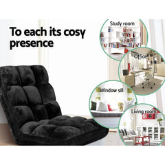 Artiss 2X Lounge Sofa Bed Flannel Fabric Black