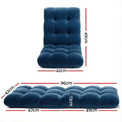 Artiss 2PCS Floor Lounge Sofa Bed Flannel Fabric Navy
