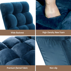 Artiss 2PCS Floor Lounge Sofa Bed Flannel Fabric Navy