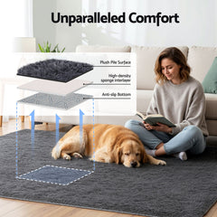 Artiss Floor Rug 160x230cm Plush Area Shaggy Rug Living Room Bedroom Carpet Grey