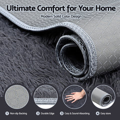 Artiss Floor Rug 160x230cm Plush Area Shaggy Rug Living Room Bedroom Carpet Grey