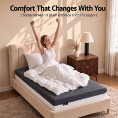 Giselle 18cm King Single Memory Foam Mattress Dual Feel Reversible Charcoal Foam