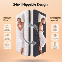 Giselle 18cm Single Memory Foam Mattress Dual Feel Reversible Charcoal Foam