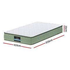 Giselle 25cm Memory Foam Mattress Dual Layer Zipper Cover Cool Charcoal Foam Mattresses King Single