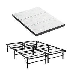 Giselle Folding Bed with Mattress Double Portable Foldable Guest Bed Bamboo Cover