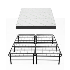 Giselle Folding Bed with Mattress Double Portable Foldable Guest Bed Bamboo Cover