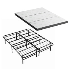 Giselle Folding Bed with Mattress Queen Portable Foldable Guest Bed Bamboo Cover